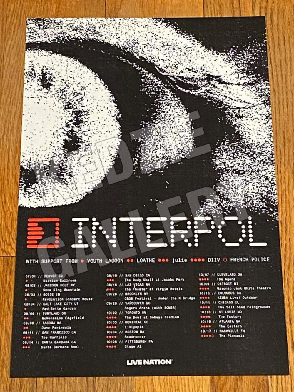 Interpol 2026 Tour Youth Lagoon Loathe Record Store Promo Poster Denver Portland